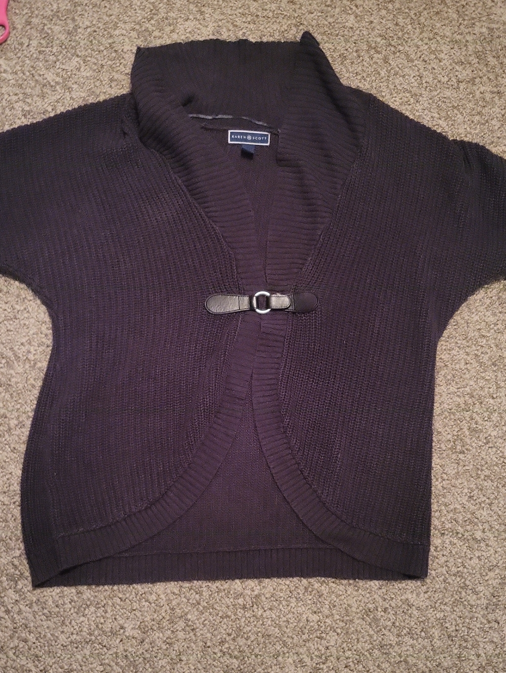 Womens Dark Gray Short Sleeve Cardigan